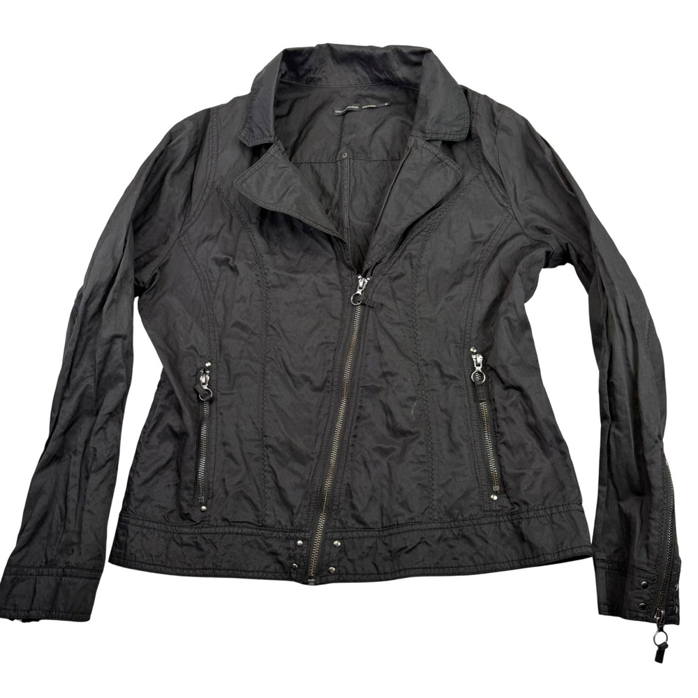 Stella Carakasi Cotton Blend Moto Jacket Black Zip Utility Gorpcore Urban M